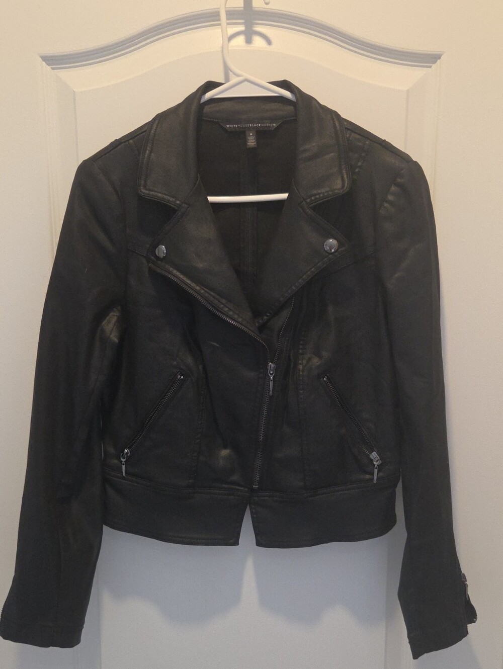 White House Black Market Black Faux Leather Asymmetric Moto Jacket